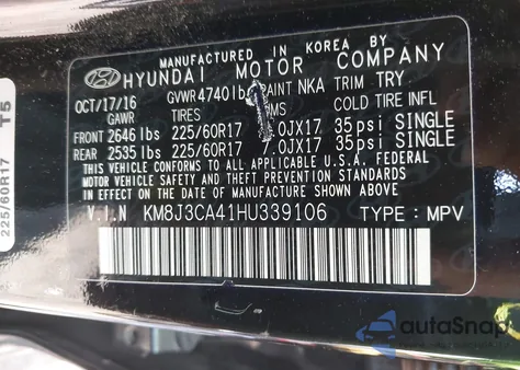 2017 Hyundai Tucson Se from USA, damaged, VIN KM8J3CA41HU339106